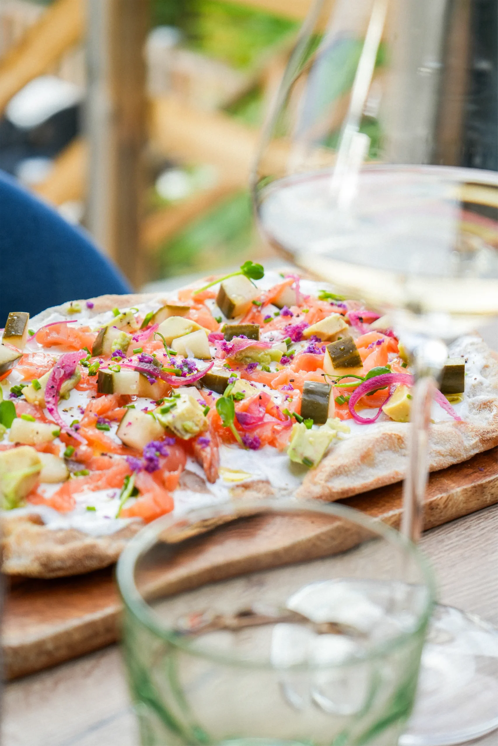 Menu Il Frascati, table pinsa romana sur planche